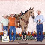 Jeff and Born to Gamble after winning at the Buckskin World Show with his two daughters, Ashley & Celine. Jeff & Born to Gamble